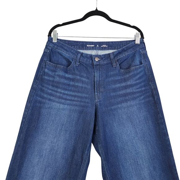 Old Navy Womens High Waisted Wow Wide Leg Jeans Size 12 Petite River Dark Wash - Picture 3 of 13
